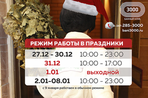 Режим работы в Новогодние праздники